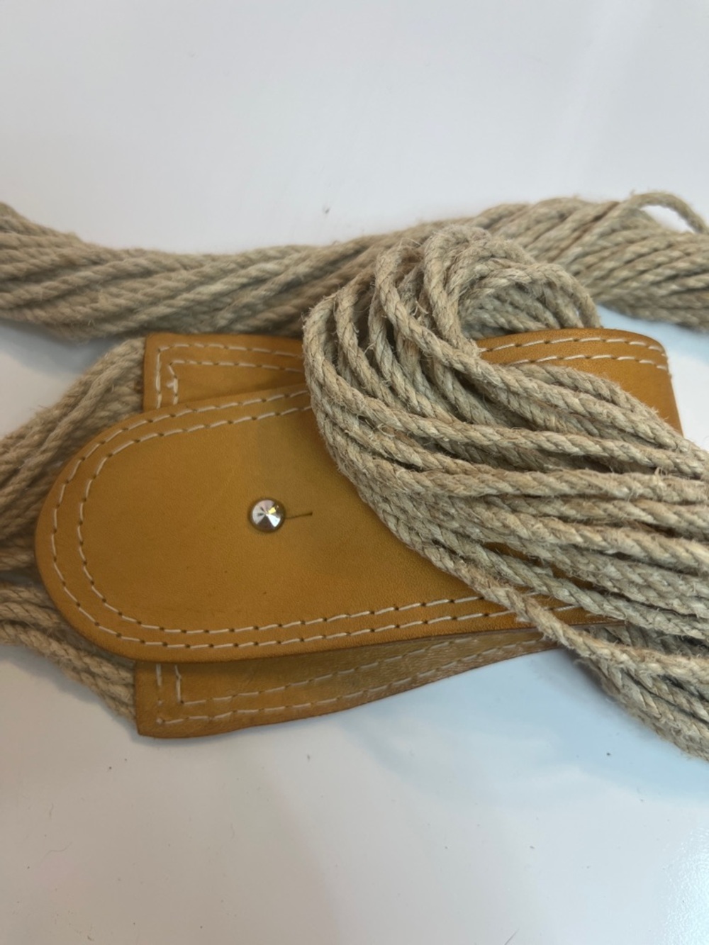 Echo Genuine Tan Leather and Rope Belt